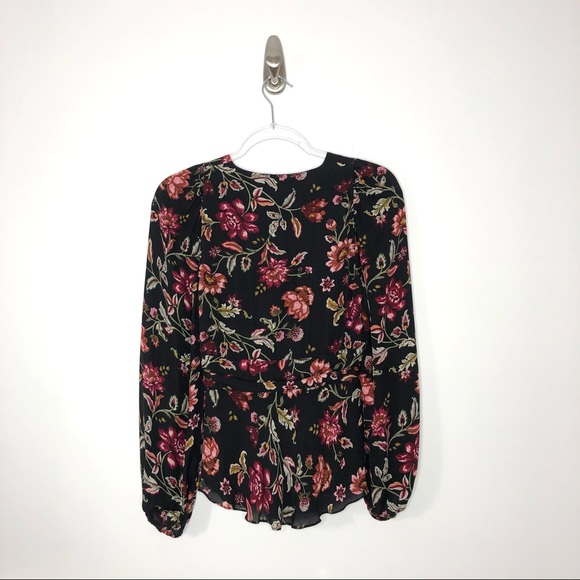 A.L.C. | Logan Floral Silk Blouse Black/Terracotta - Picture 6 of 7